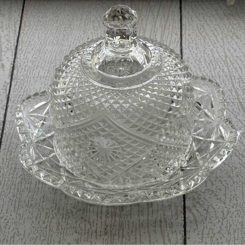 Vintage Avon Fostoria Crystal Cheese Dish Butter Cloche 1970s